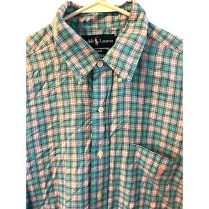 Ralph Lauren Classic Fit Plaid Button Down Shirt Tailored Lake‎ XXL